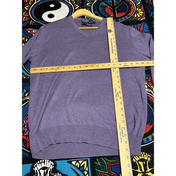 Polo Ralph Lauren Pima Cotton V-Neck Sweater Classic Fit Purple M - Picture 5 of 5